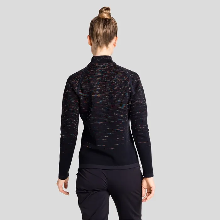 The Blackcomb Halfzip Mid Layer Black 8211 Space Dye Women Odlo Mid Layers and Longsleeves