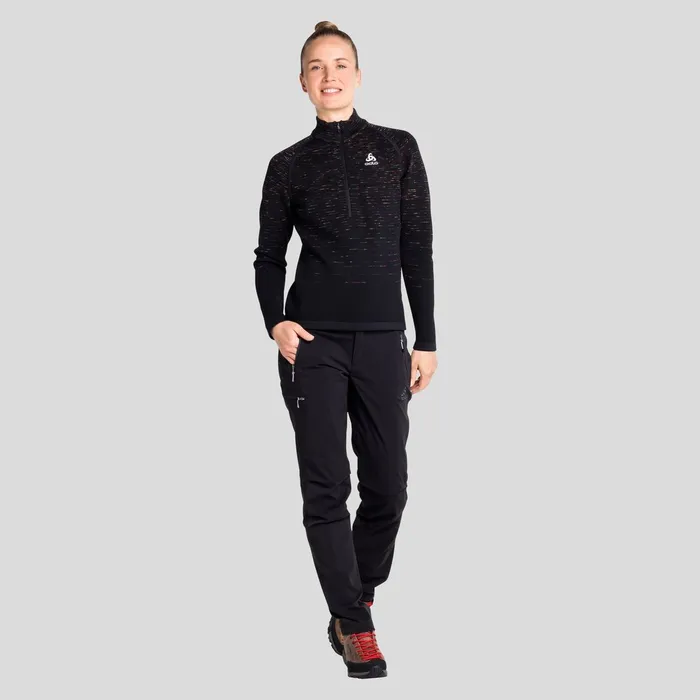 The Blackcomb Halfzip Mid Layer Black 8211 Space Dye Women Odlo Mid Layers and Longsleeves