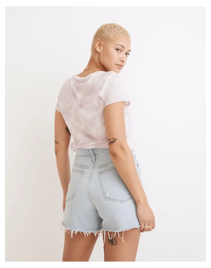 The Curvy Momjean Short In Flintwood Wash Flintwood Wash Women Madewell Shorts