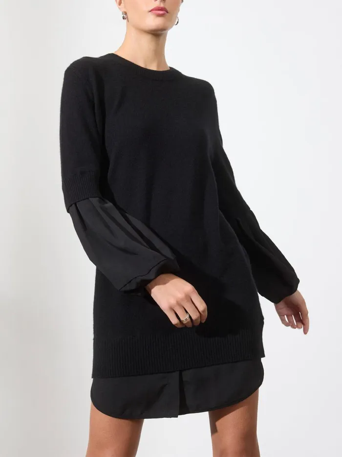 The Ebella Layered Dress Black Onyx With Black Underlayer Women Brochu Walker Looker Sweaters