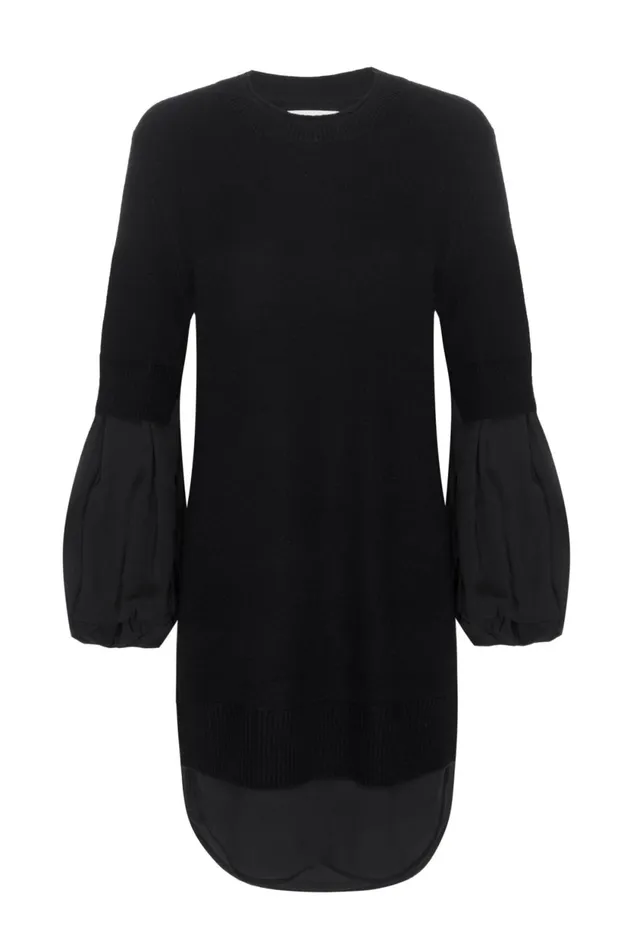 The Ebella Layered Dress Black Onyx With Black Underlayer Women Brochu Walker Looker Sweaters