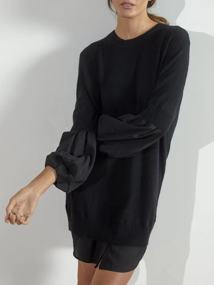 The Ebella Layered Dress Black Onyx With Black Underlayer Women Brochu Walker Looker Sweaters
