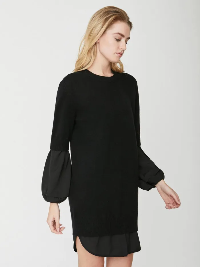 The Ebella Layered Dress Black Onyx With Black Underlayer Women Brochu Walker Looker Sweaters