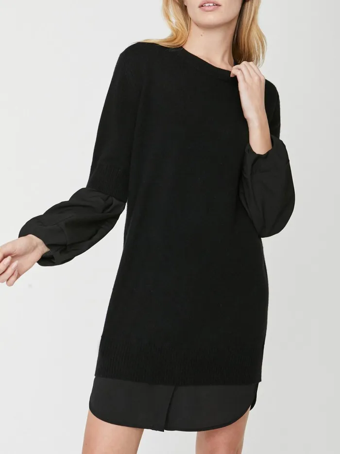 The Ebella Layered Dress Black Onyx With Black Underlayer Women Brochu Walker Looker Sweaters