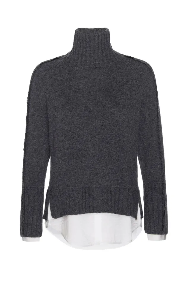 The Jolie Fringe Layered Looker Flannel Melange With White Underlayer Women Brochu Walker Sweaters