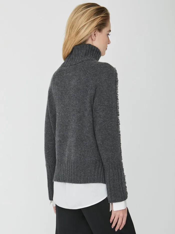 The Jolie Fringe Layered Looker Flannel Melange With White Underlayer Women Brochu Walker Sweaters