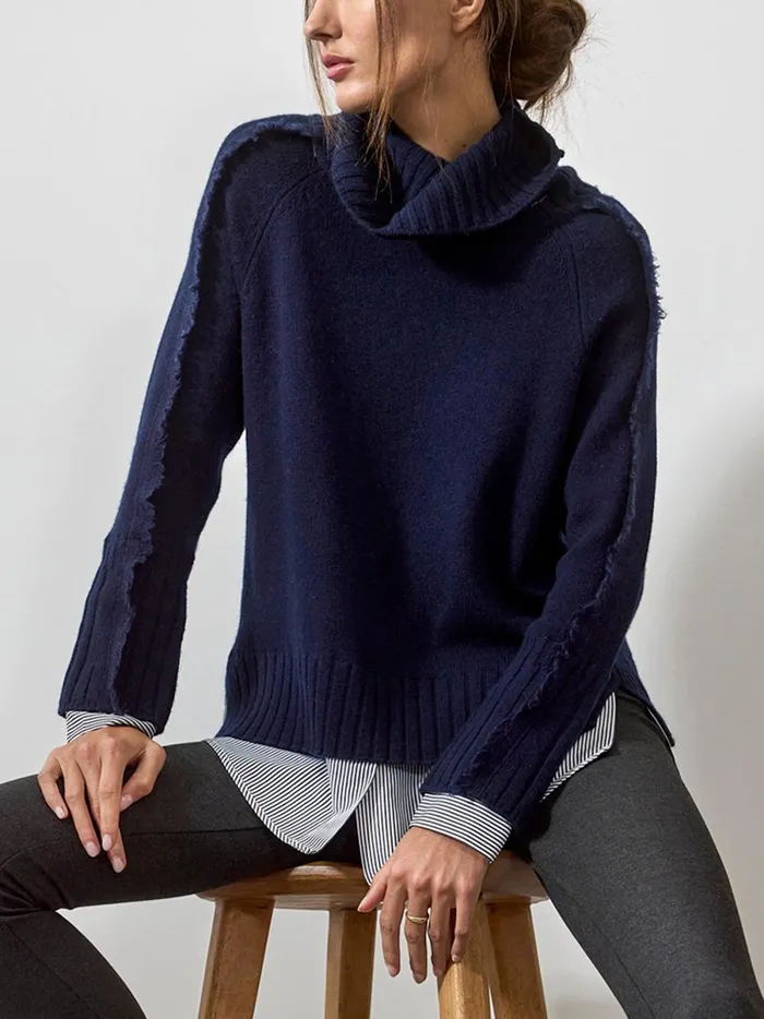 The Jolie Fringe Striped Layered Looker Navy W Stripe Woven Women Brochu Walker Looker Sweaters