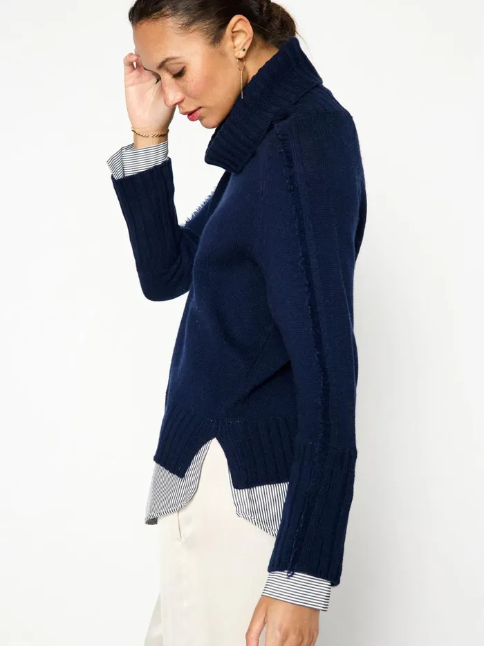 The Jolie Fringe Striped Layered Looker Navy W Stripe Woven Women Brochu Walker Looker Sweaters