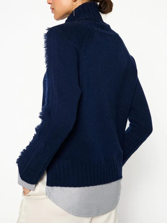 The Jolie Fringe Striped Layered Looker Navy W Stripe Woven Women Brochu Walker Looker Sweaters