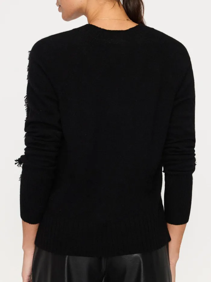 The Jolie Fringe Vee Black Onyx Women Brochu Walker 100 Cashmere