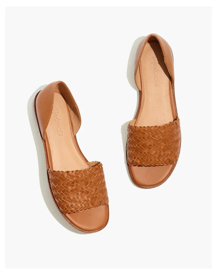 The Kinsley DOrsay Flat In Woven Leather English Saddle Women Madewell Sandals