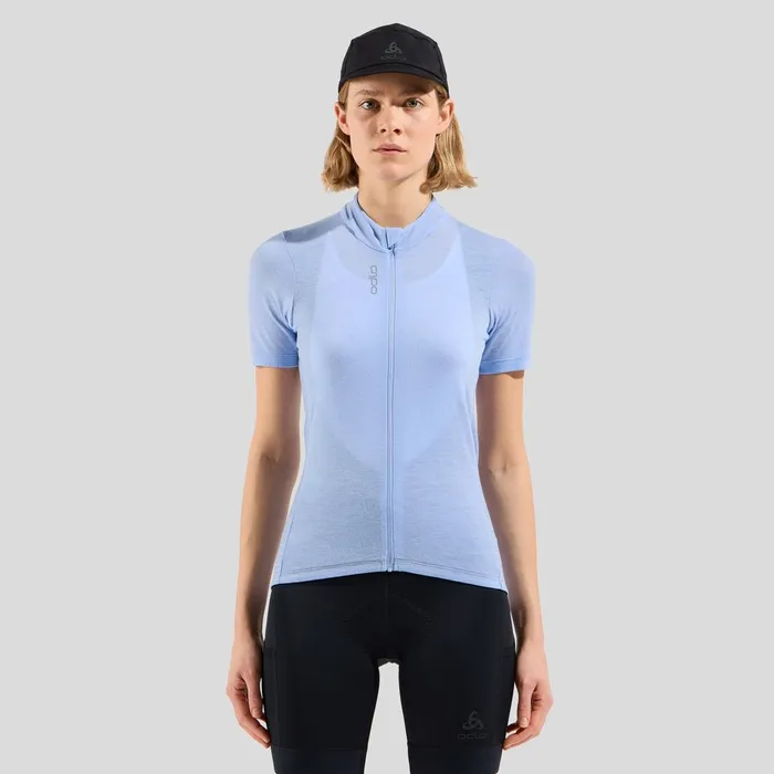 The Zeroweight Performance Wool 125 Cycling Jersey Blue Heron Melange Women Odlo TShirts and Polos