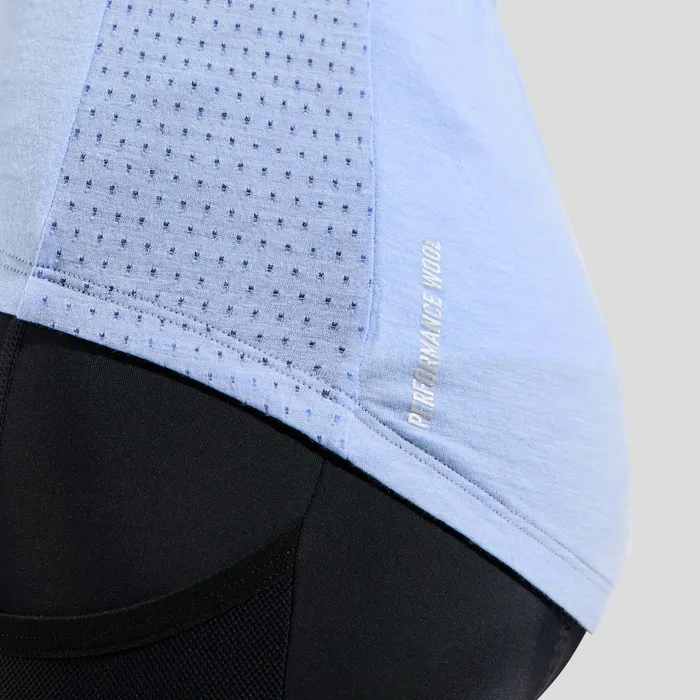 The Zeroweight Performance Wool 125 Cycling Jersey Blue Heron Melange Women Odlo TShirts and Polos The Zeroweight Performance Wool 125 Cycling Jersey Blue Heron Melange Women Odlo TShirts and Polos