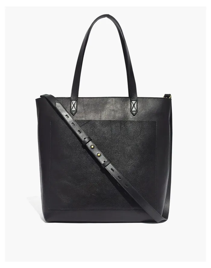 The Zip Top Medium Transport Tote True Black Women Madewell Bag Straps
