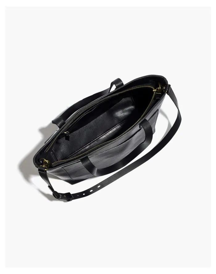 The Zip Top Medium Transport Tote True Black Women Madewell Bag Straps
