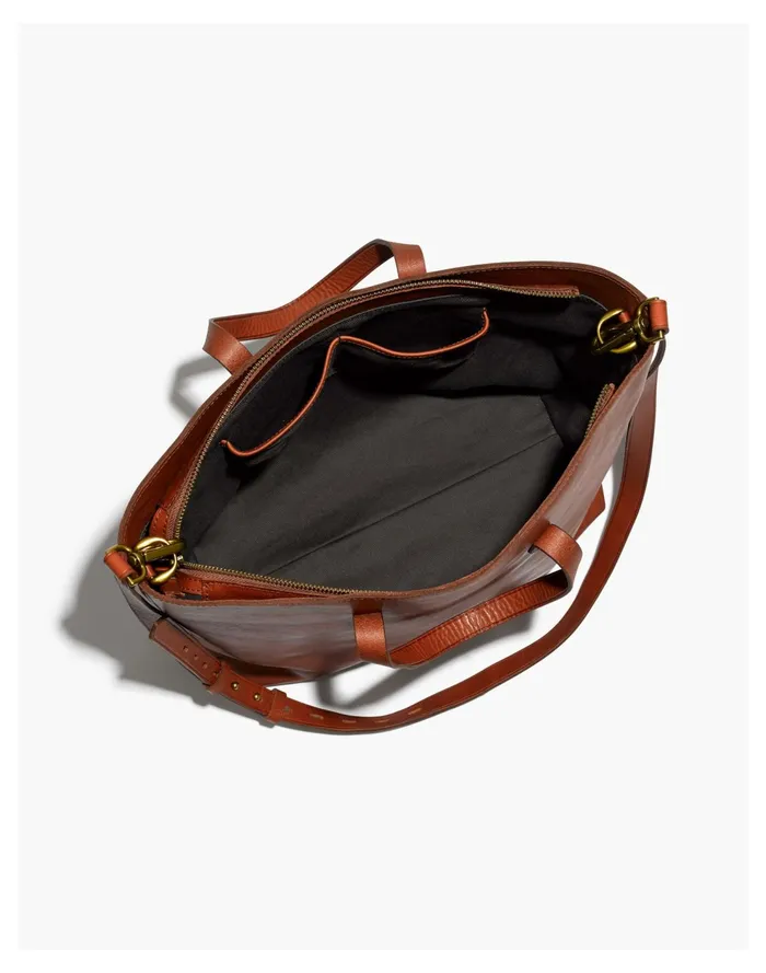 The Zip Top Transport Carryall English Saddle Women Madewell Bag Straps