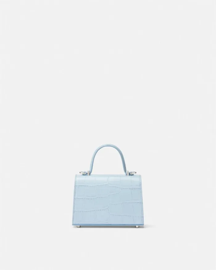 Top Handle Women Versace CrocEffect Medusa 03995 Mini Bag Light Blue