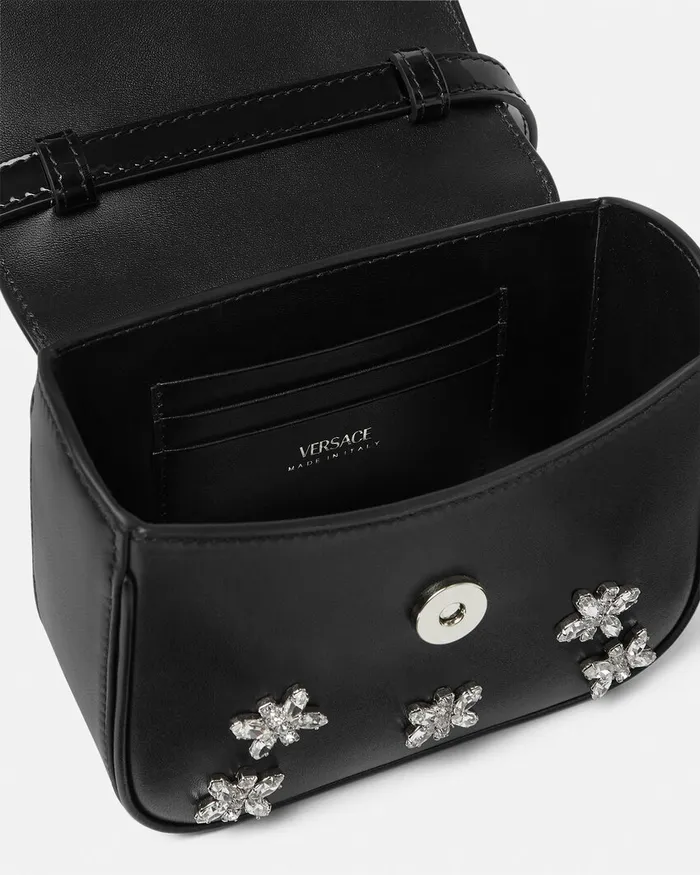 Top Handle Women Versace Crystal La Medusa Mini Bag Blacksilver