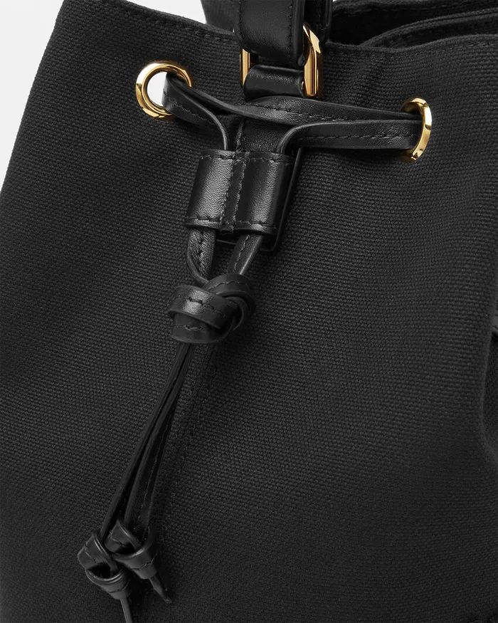 Top Handle Women Versace La Medusa Canvas Bucket Bag Blackgold