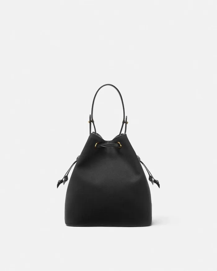 Top Handle Women Versace La Medusa Canvas Bucket Bag Blackgold