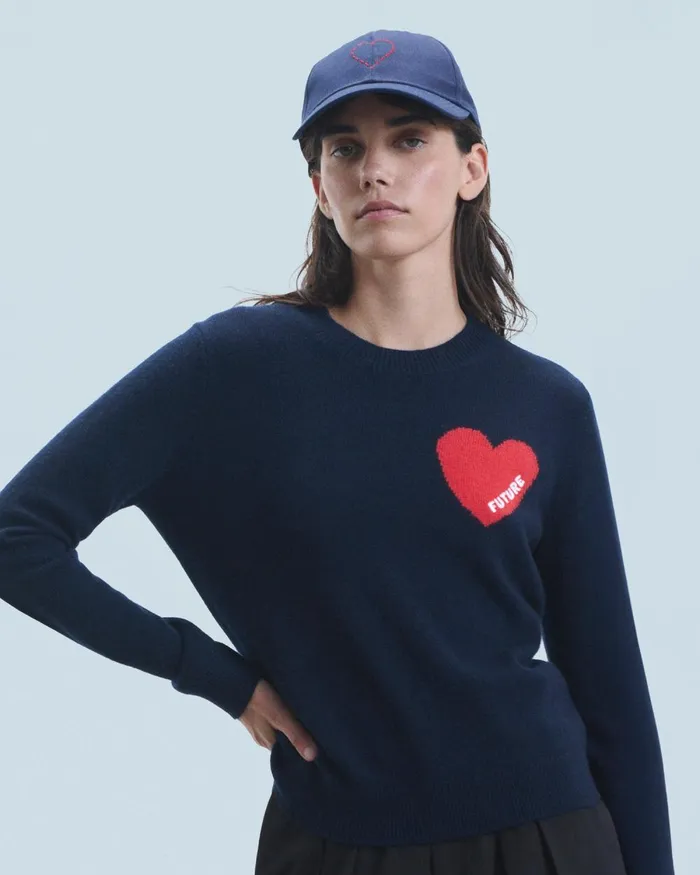 Tote Bags From Future Embroidered Heart Curved Visor Cap Navy