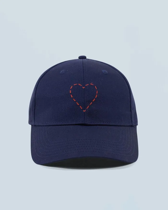 Tote Bags From Future Embroidered Heart Curved Visor Cap Navy