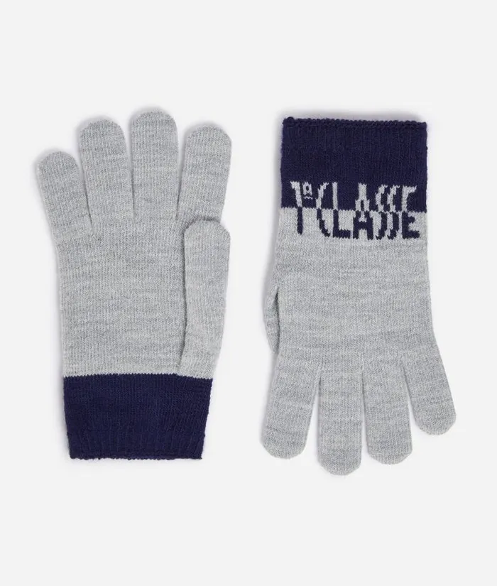 TwoTone Gloves With 1 Classe Logo Sapphire Blue Man Alviero Martini Scarves and Hats
