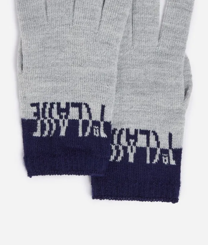 TwoTone Gloves With 1 Classe Logo Sapphire Blue Man Alviero Martini Scarves and Hats