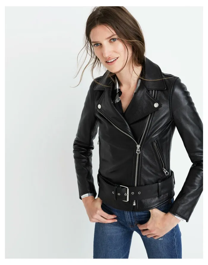 Ultimate Leather Motorcycle Jacket True Black Women Madewell Jackets