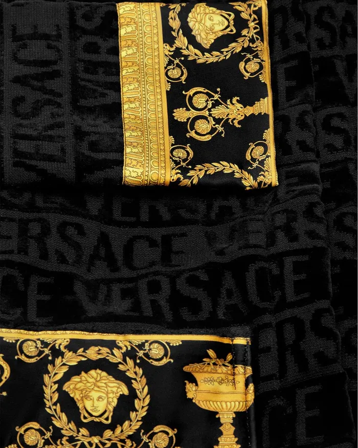 Underwear and Beachwear Kids Versace I Baroque Bathrobe Black