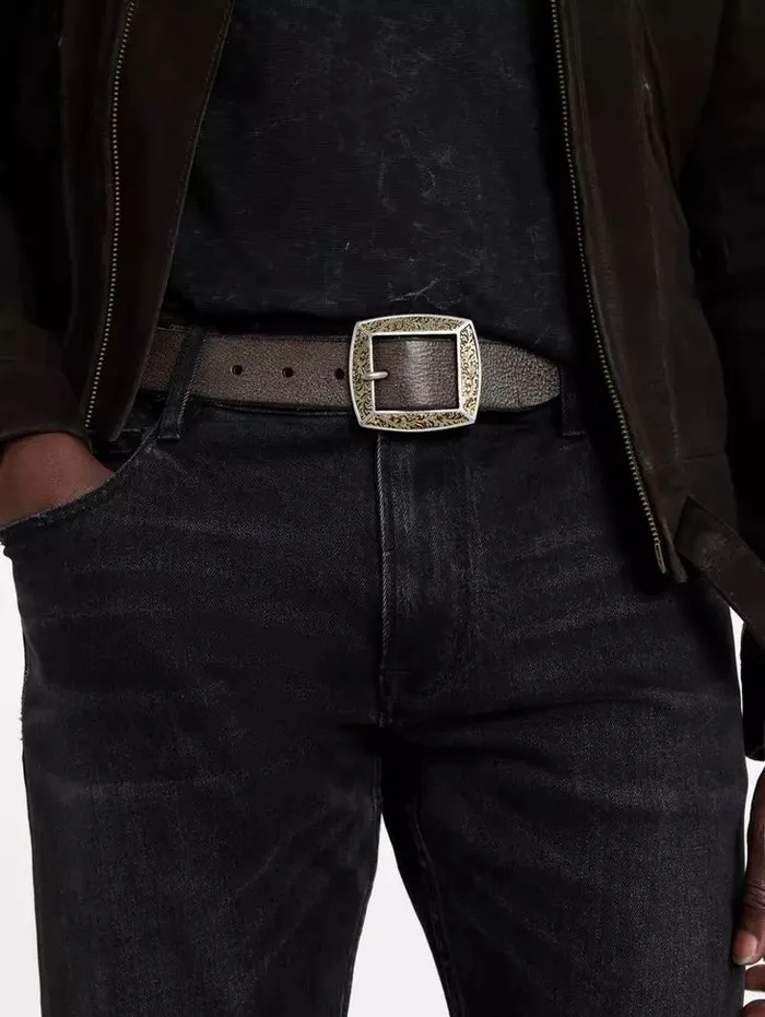 Unisex MERCER FILIGREE BELT Brownstone John Varvatos Leather Belts