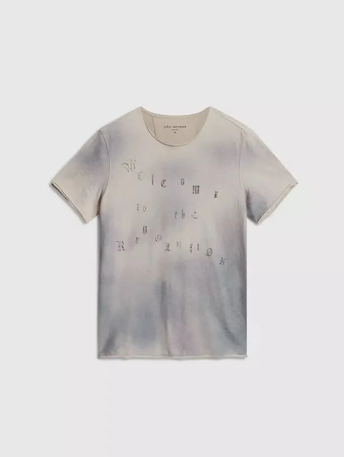 Unisex WELCOME TO THE REVOLUTION TEE Tea Stain John Varvatos Graphic Tees