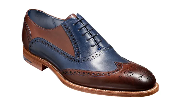 Valiant Multi 8211 Ebony Navy Hand Painted Mens Barker Shoes Mens Brogues