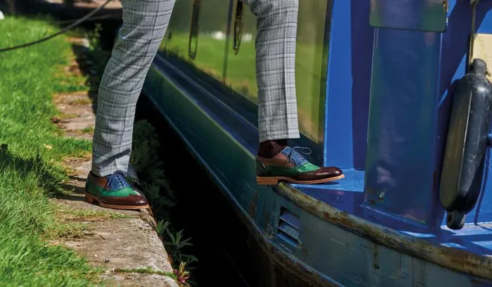 Valiant Multi 8211 Ebony Navy Hand Painted Mens Barker Shoes Mens Brogues