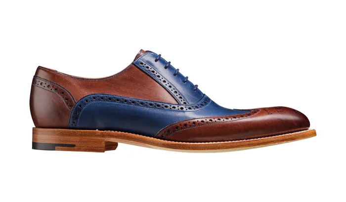 Valiant Multi 8211 Ebony Navy Hand Painted Mens Barker Shoes Mens Brogues