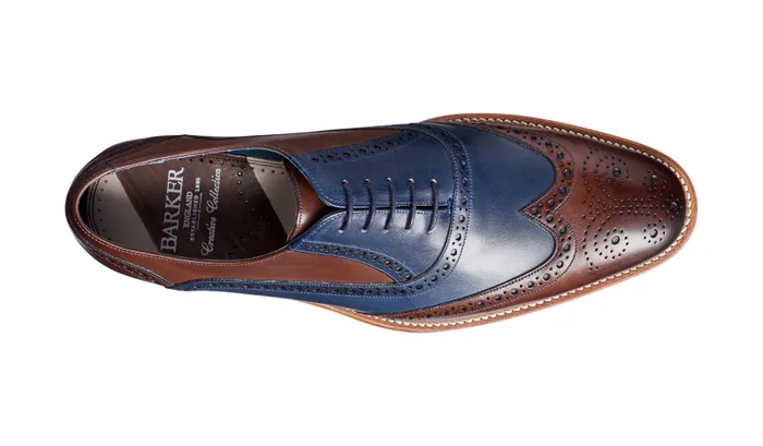 Valiant Multi 8211 Ebony Navy Hand Painted Mens Barker Shoes Mens Brogues
