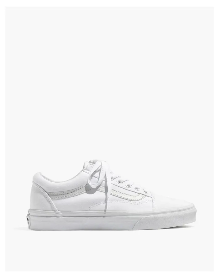 Vans Unisex Old Skool Lace Up Sneakers In Canvas And Suede True White Women Madewell Sneakers