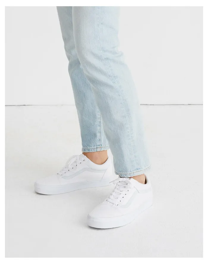 Vans Unisex Old Skool Lace Up Sneakers In Canvas And Suede True White Women Madewell Sneakers
