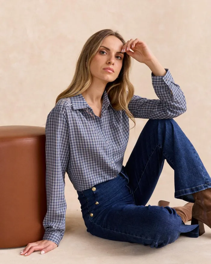 Vichy Eda Shirt Denim Women Polin Et Moi Blouses And Shirts