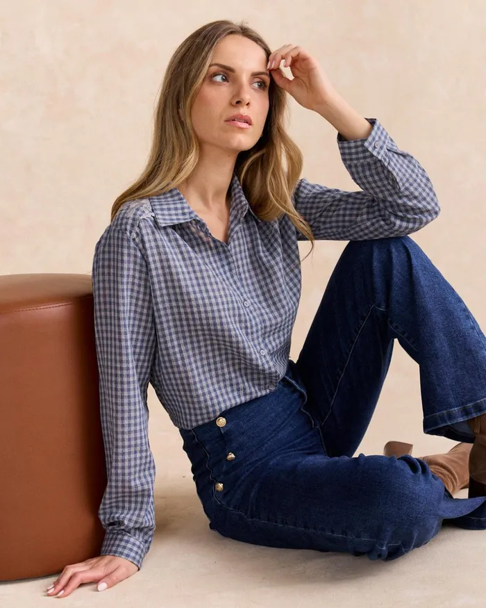 Vichy Eda Shirt Denim Women Polin Et Moi Blouses And Shirts