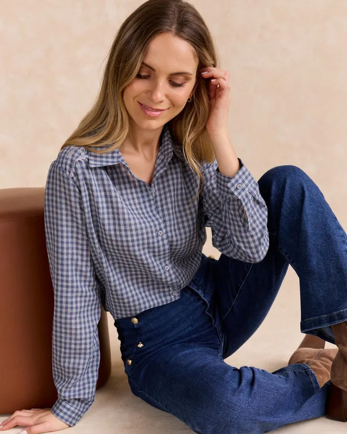 Vichy Eda Shirt Denim Women Polin Et Moi Blouses And Shirts