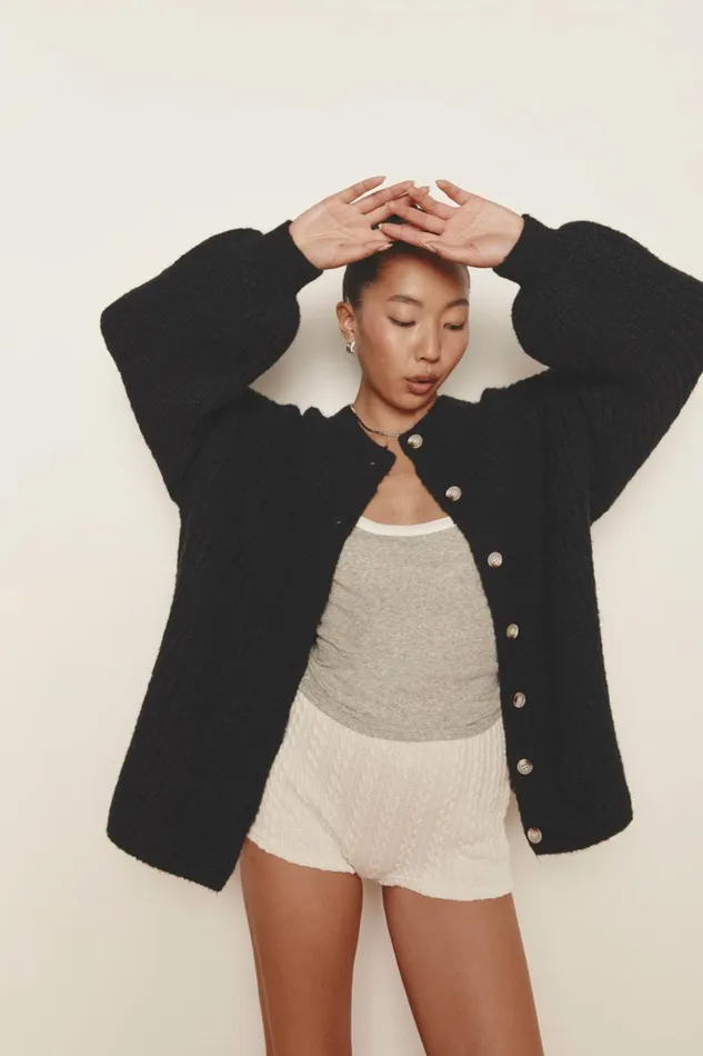 VRG GRL Cardigans Women Penelope Knit Cardigan Black VRG GRL Cardigans Women Penelope Knit Cardigan Black