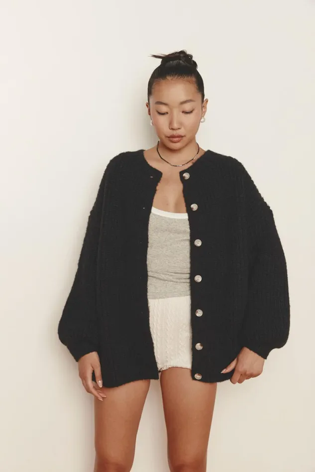 VRG GRL JumpersSweaters Women Penelope Knit Cardigan Black