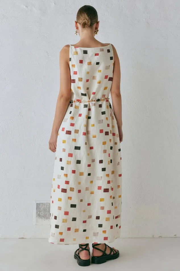VRG GRL MidiMaxi Dresses Women Elma Linen Midi Dress Tile