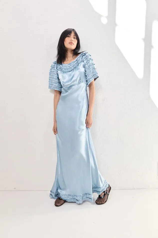 VRG GRL MidiMaxi Dresses Women Freja Satin Maxi Dress Sky