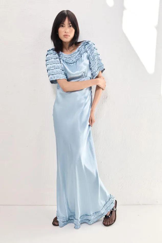 VRG GRL MidiMaxi Dresses Women Freja Satin Maxi Dress Sky VRG GRL MidiMaxi Dresses Women Freja Satin Maxi Dress Sky
