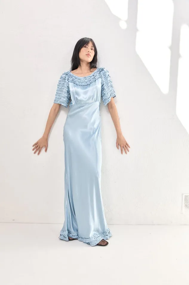 VRG GRL MidiMaxi Dresses Women Freja Satin Maxi Dress Sky VRG GRL MidiMaxi Dresses Women Freja Satin Maxi Dress Sky