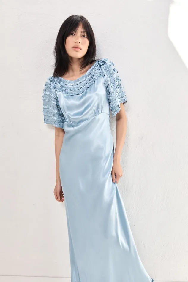 VRG GRL MidiMaxi Dresses Women Freja Satin Maxi Dress Sky VRG GRL MidiMaxi Dresses Women Freja Satin Maxi Dress Sky