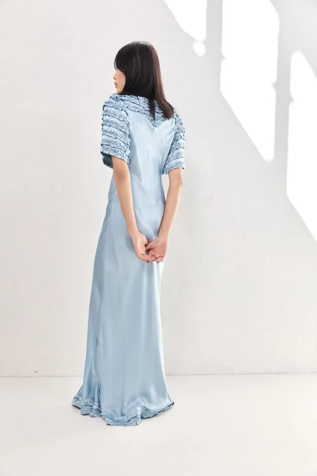 VRG GRL MidiMaxi Dresses Women Freja Satin Maxi Dress Sky VRG GRL MidiMaxi Dresses Women Freja Satin Maxi Dress Sky