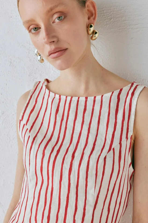 VRG GRL Mini Dresses Women Chloe Linen Mini Dress Stripe VRG GRL Mini Dresses Women Chloe Linen Mini Dress Stripe